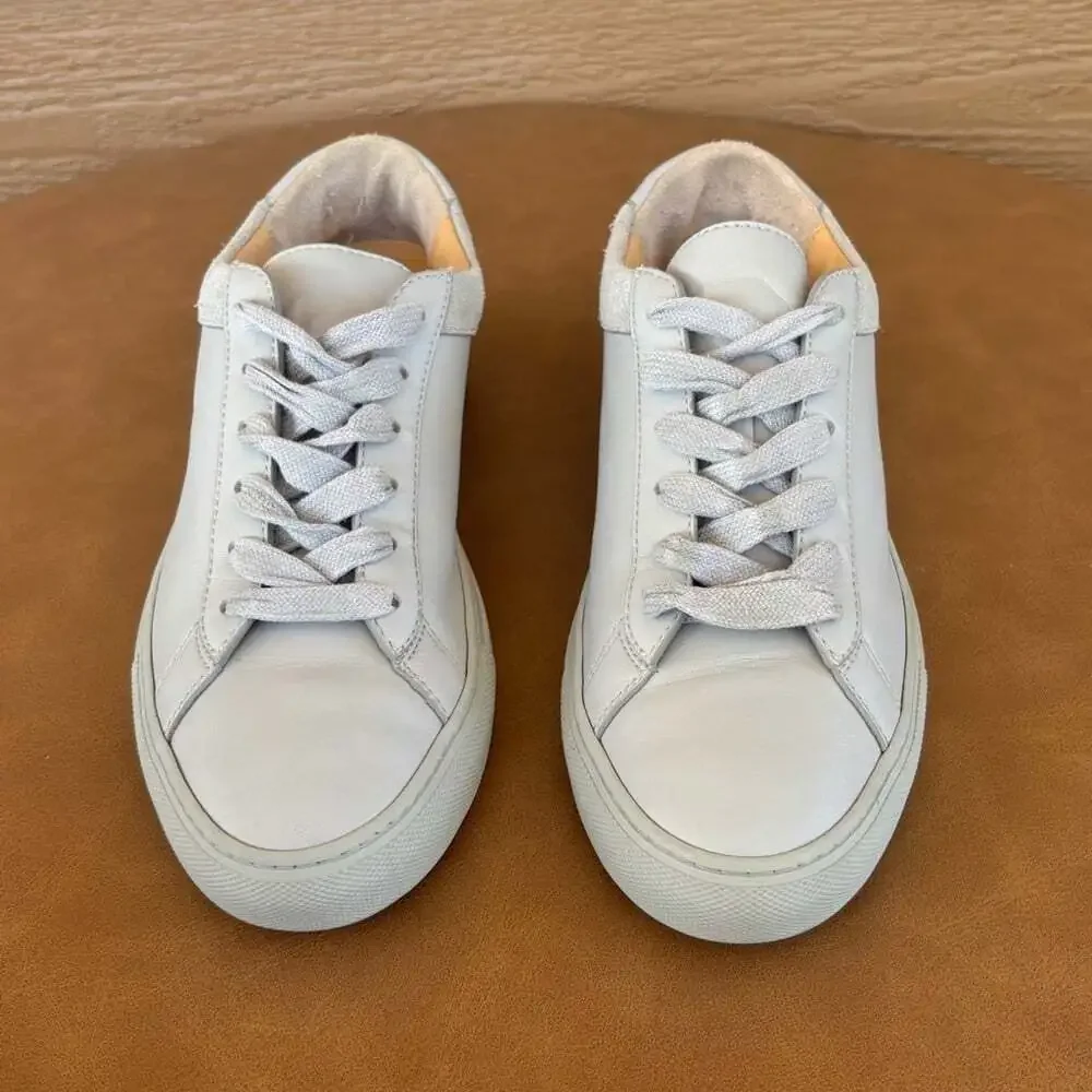 KOIO Light Gray & White Low-Top Leather Sneakers Sz 40